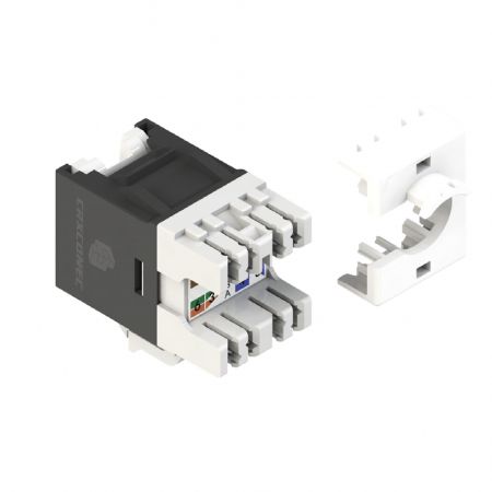 black 180 degree keystone jack slim cat 6 unscreened punch down keystone jack